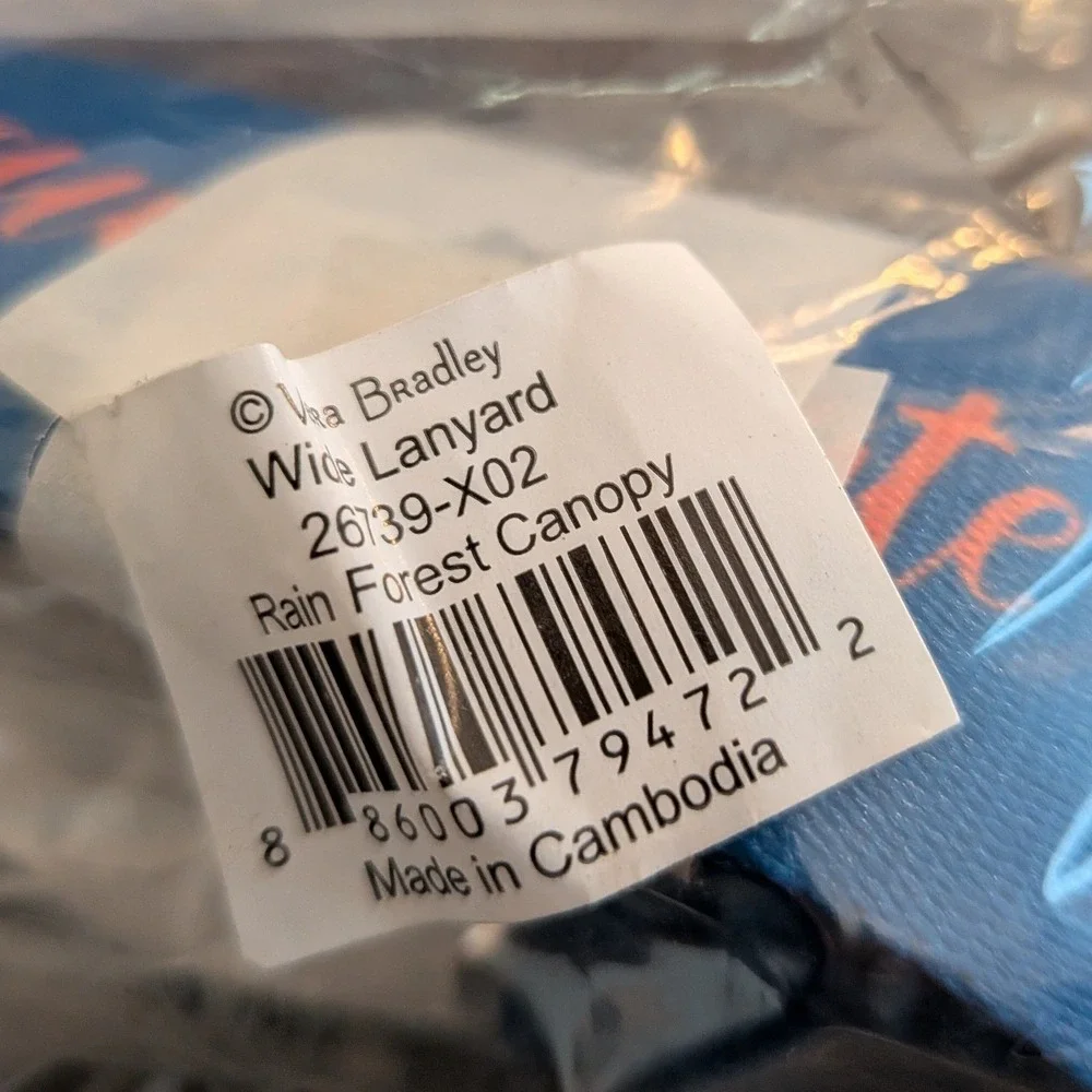 Vera Bradley Wide Lanyard Blue Sunny State of Mind Script NWT